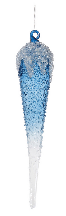 Snow Capped Blue Glass Ornament