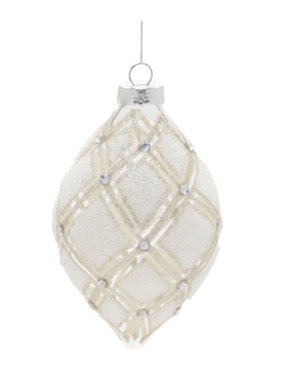 Frosted Diamond Shape Glass Ornament