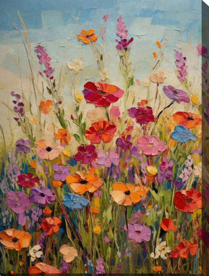 40"x30" Beaming Blossoms Outdoor Canvas Art