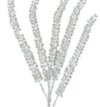 29" Silver Beaded Leaf Spray