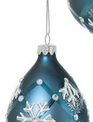 Blue Snowflake & Gem Glass Ornament
