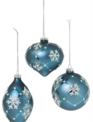 Blue Snowflake & Gem Glass Ornament