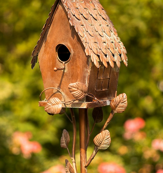 Copper Finish Powder Coated Iron Birdhouse Stake (5-Styles)