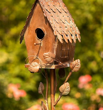 Copper Finish Powder Coated Iron Birdhouse Stake (5-Styles)