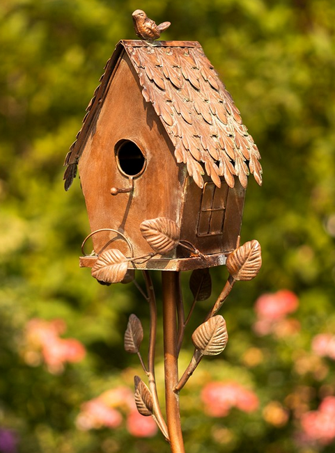 Copper Finish Powder Coated Iron Birdhouse Stake (6-Styles)