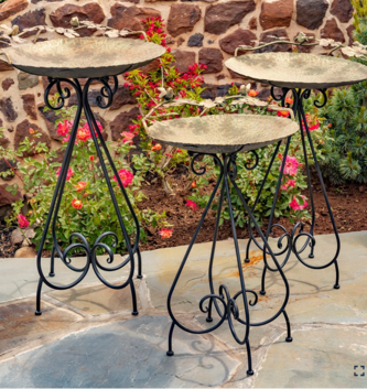Gold Patina Bird Bath w/ Stand (3-Sizes)