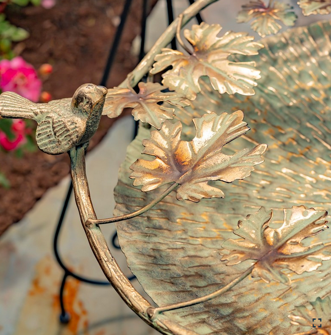 Gold Patina Bird Bath w/ Stand (3-Sizes)