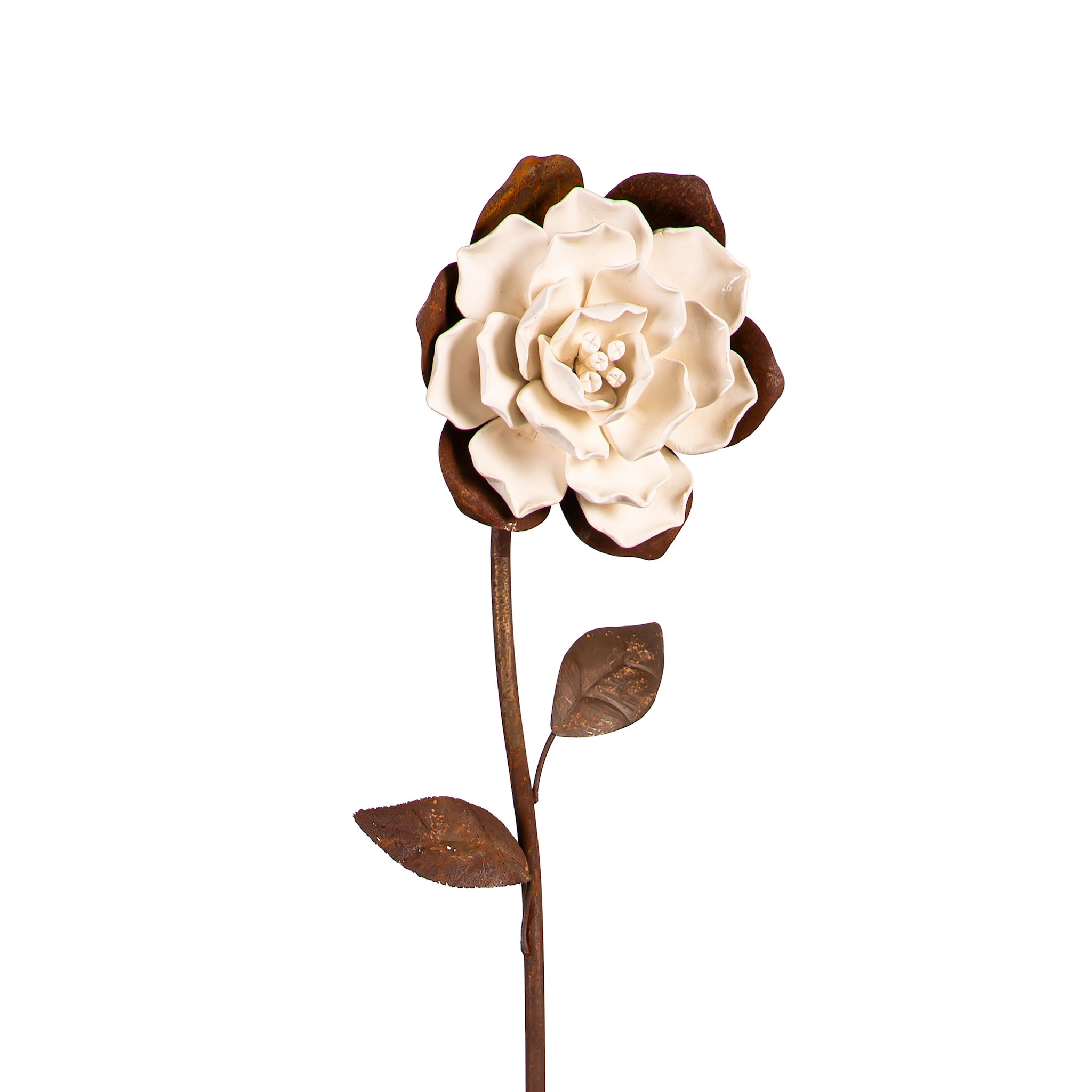 Antiqued Porcelain Flower Metal Garden Stake (4-Styles)
