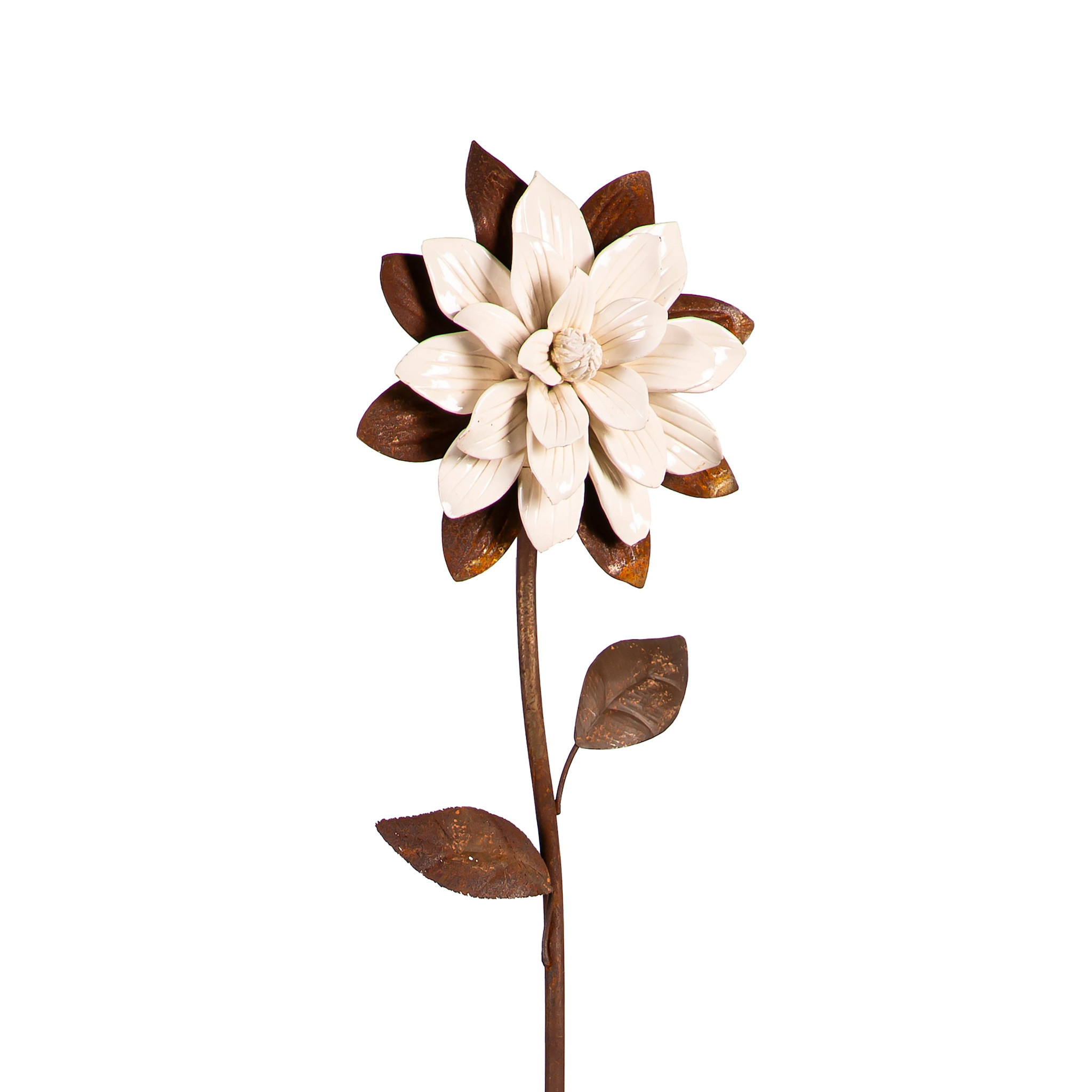 Antiqued Porcelain Flower Metal Garden Stake (4-Styles)
