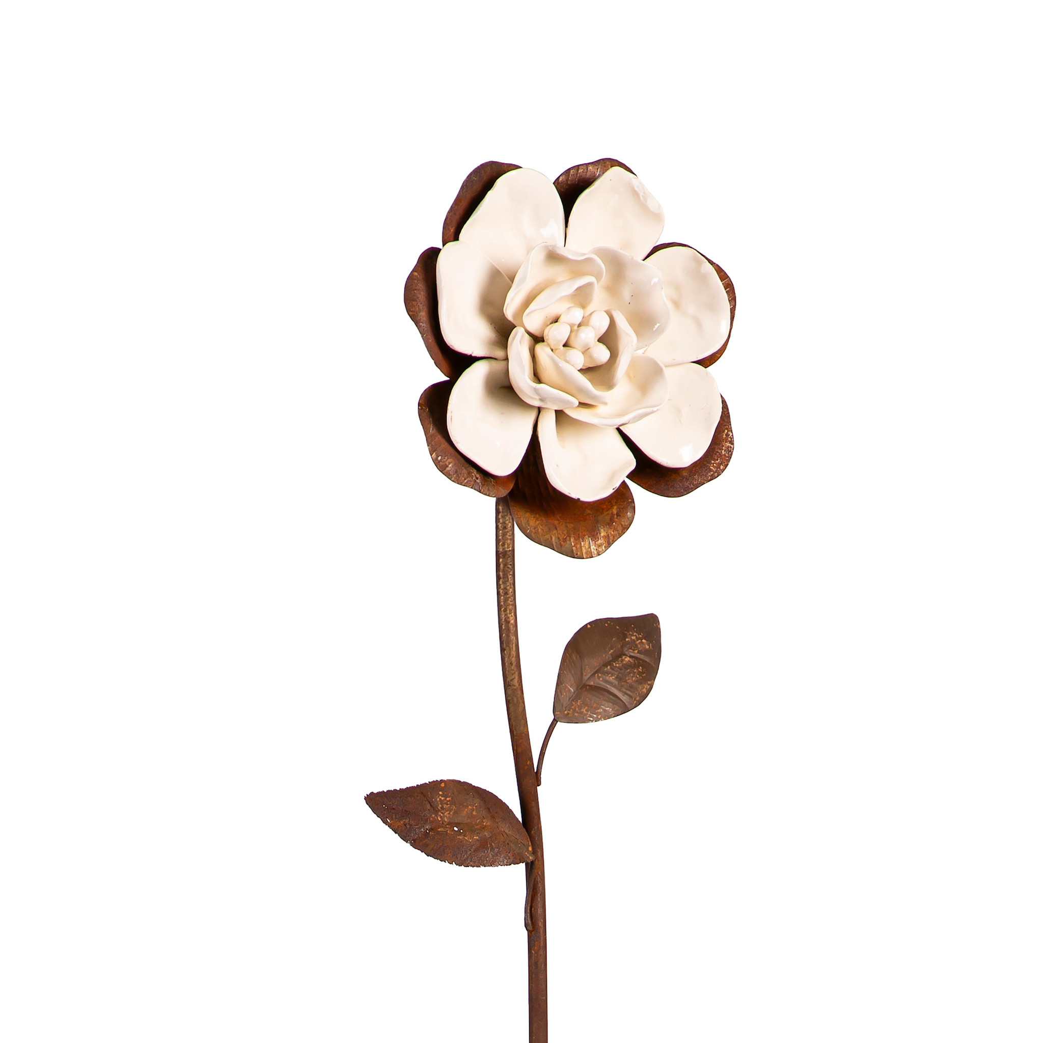 Antiqued Porcelain Flower Metal Garden Stake (4-Styles)
