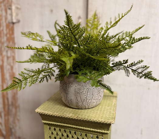Custom Lace Fern in Textured Wildflower Vase