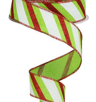 1.5'' x 10 YD Bold Peppermint Stripe Ribbon