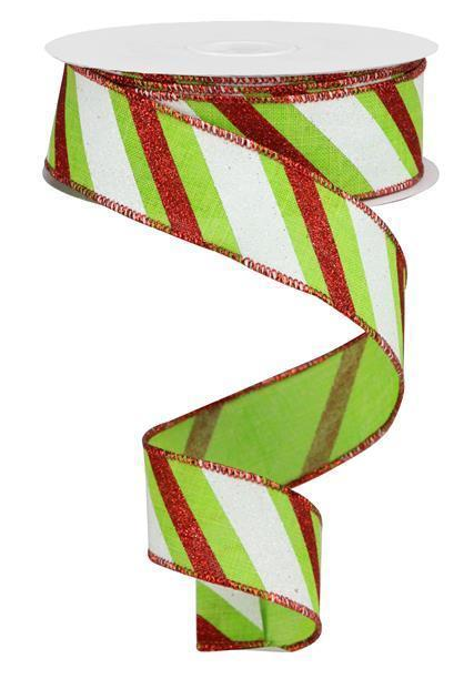 1.5'' x 10 YD Bold Peppermint Stripe Ribbon
