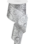 2.5'' x 10 YD Silver Swirl Wired Ribbon