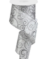 2.5'' x 10 YD Silver Swirl Wired Ribbon