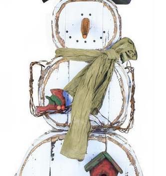 50" Distressed Wooden Snowman w/ Birdhouse