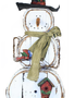 50" Distressed Wooden Snowman w/ Birdhouse