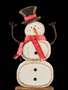 31" Distressed Wooden Snowman w/ Red Scarf
