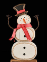 31" Distressed Wooden Snowman w/ Red Scarf