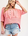 Easel Coral Mineral Washed Top By: Easel