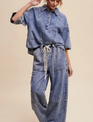 Listicle Drawstring Wide Leg Denim Pants By: Listicle
