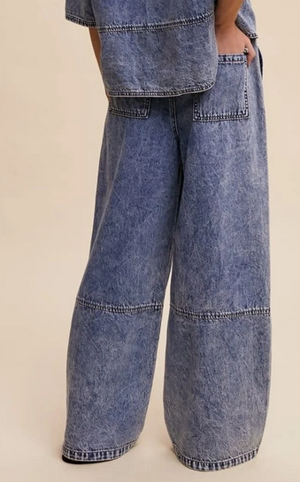 Listicle Drawstring Wide Leg Denim Pants By: Listicle