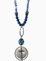 Blue Beaded Cross Pendant Necklace