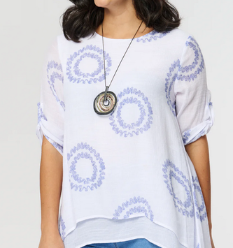 Tiered Tunic w/ Necklace By: Saloos (4-Sizes)