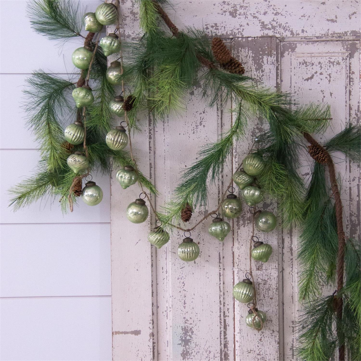 Green Mercury Glass Ornament (4-Styles)