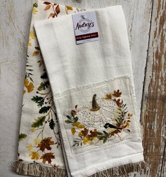 Set of 2 Pumpkin & Leaves Tea Towels