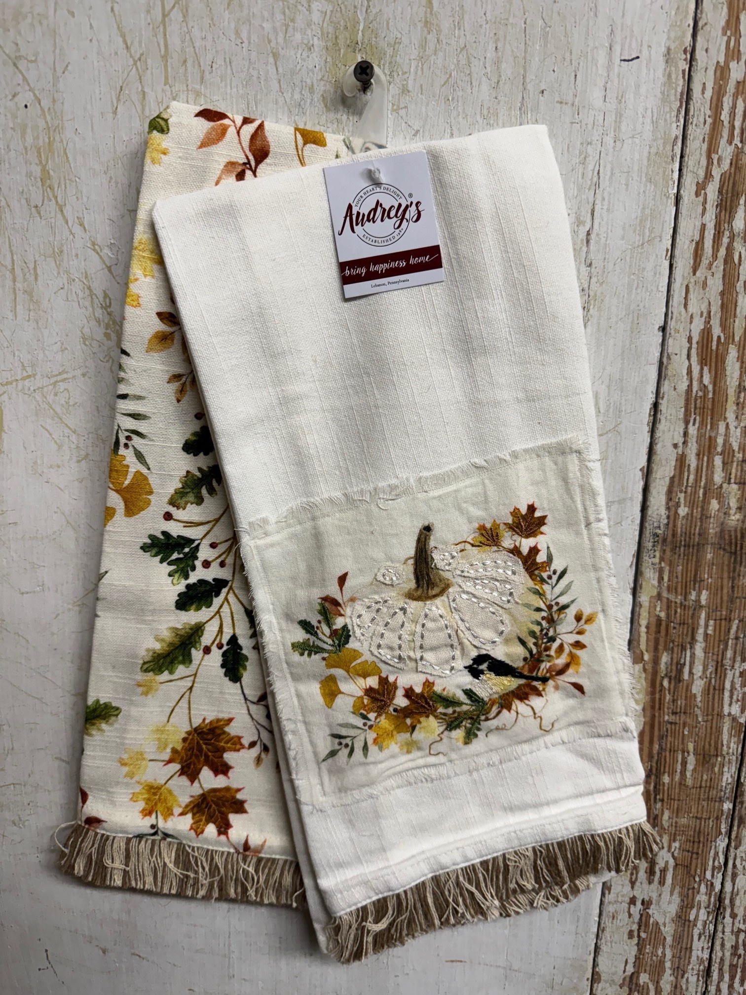 Set of 2 Pumpkin & Leaves Tea Towels
