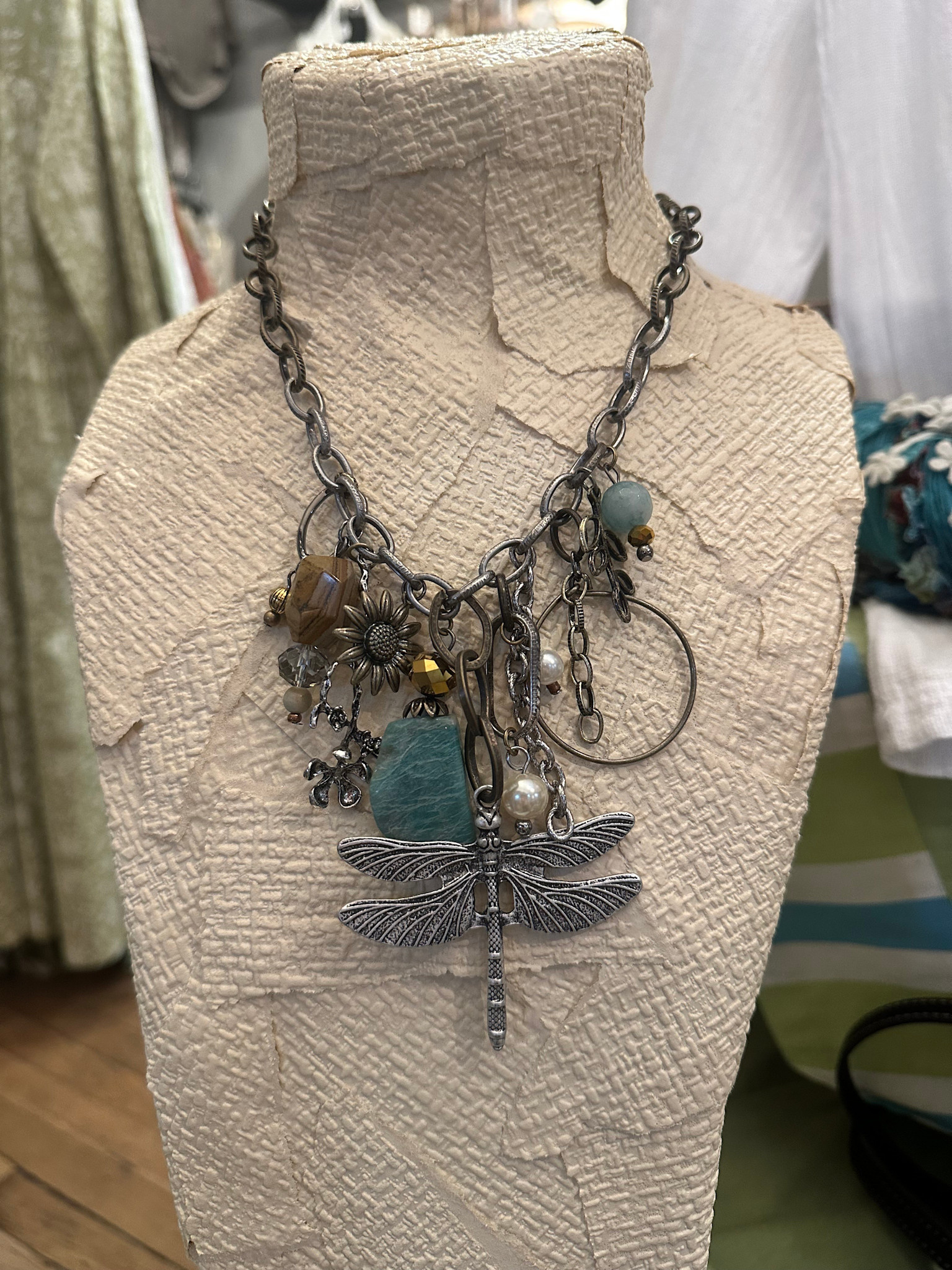 Multi Charm Drgaonfly Necklace