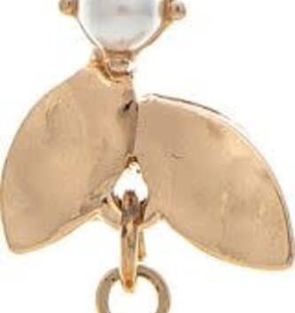 Leaf Charm Pearl Drop Earrings