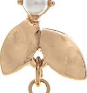 Leaf Charm Pearl Drop Earrings