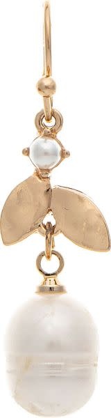 Leaf Charm Pearl Drop Earrings