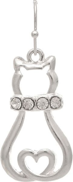 Crystal Kitty Outline Earrings