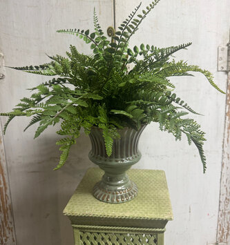 Custom Mixed Fern in Green Stoneware Container