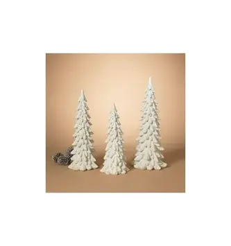 Set of 3 Flocked Christmas Tree's White