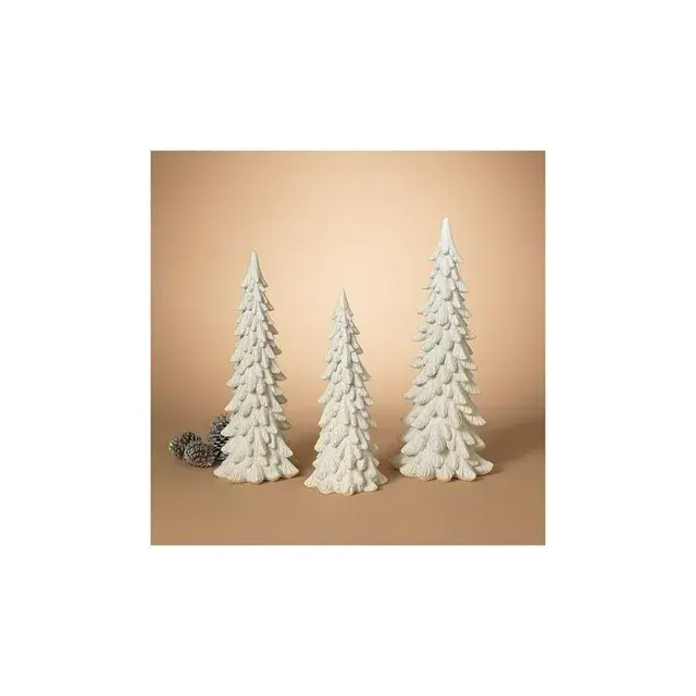 Set of 3 Flocked Christmas Tree's White