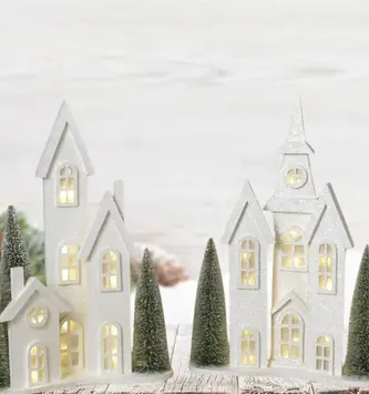 20.75'' Battery Operated Curved Shimmer Village (2-Styles) Tree's