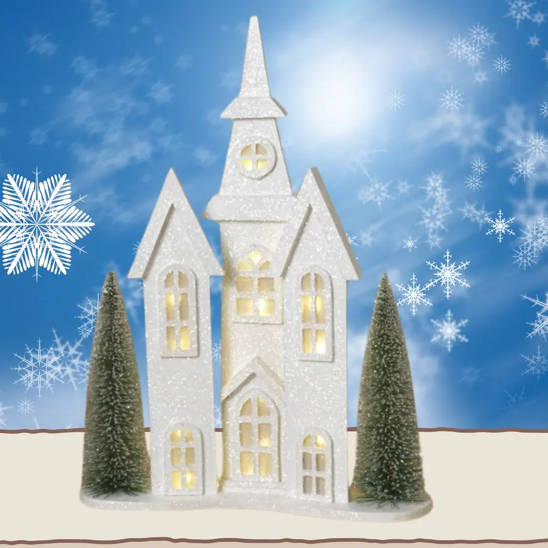 20.75'' Battery Operated Curved Shimmer Village Tree's