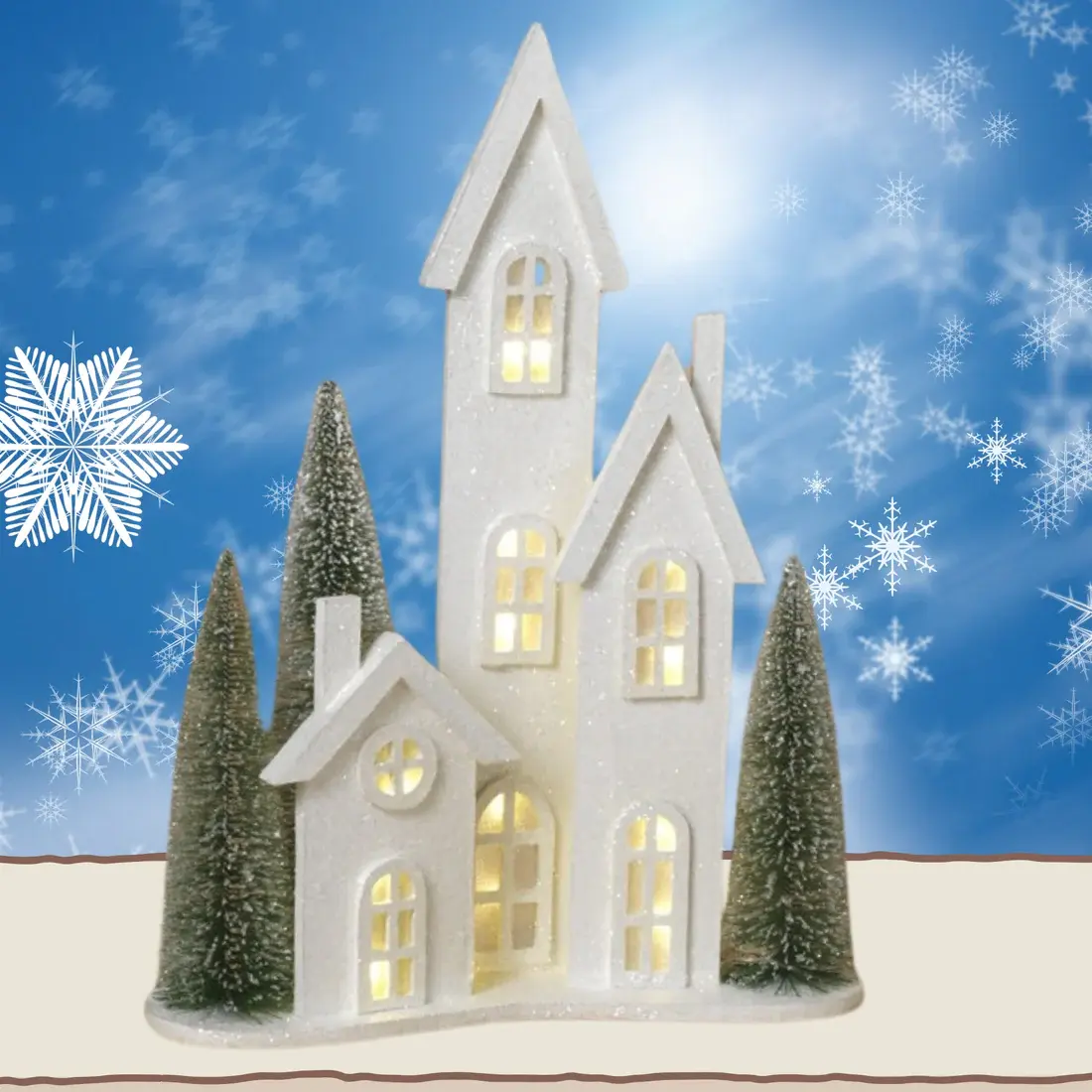 20.75'' Battery Operated Curved Shimmer Village Tree's