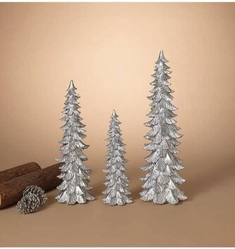 Set of 3 Silver Shimmer Christmas Tree's