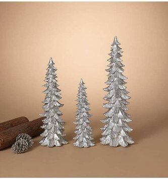Set of 3 Silver Shimmer Christmas Tree's