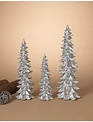 Set of 3 Silver Shimmer Christmas Tree's