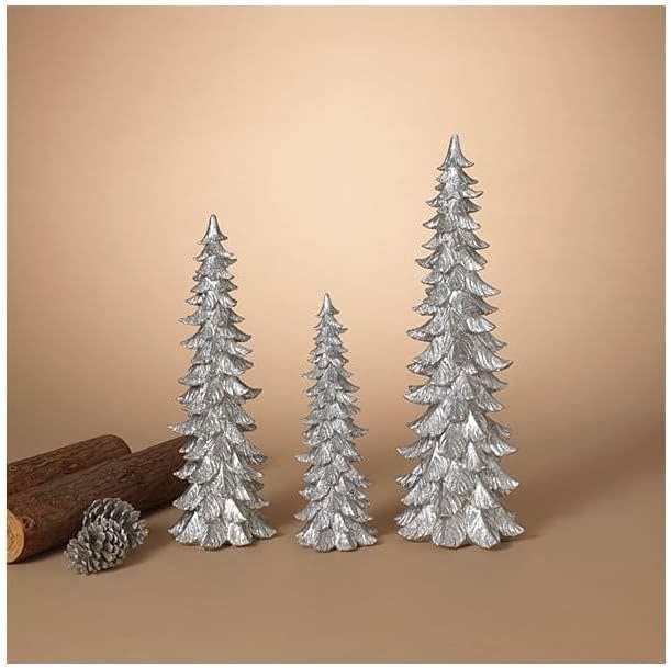 Set of 3 Silver Shimmer Christmas Tree's