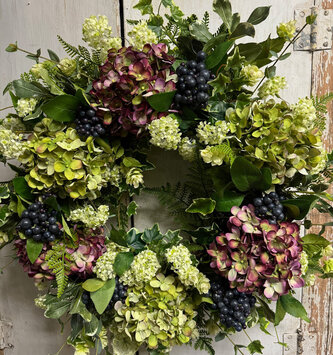 Custom Elegant Hydrangea & Berry Wreath