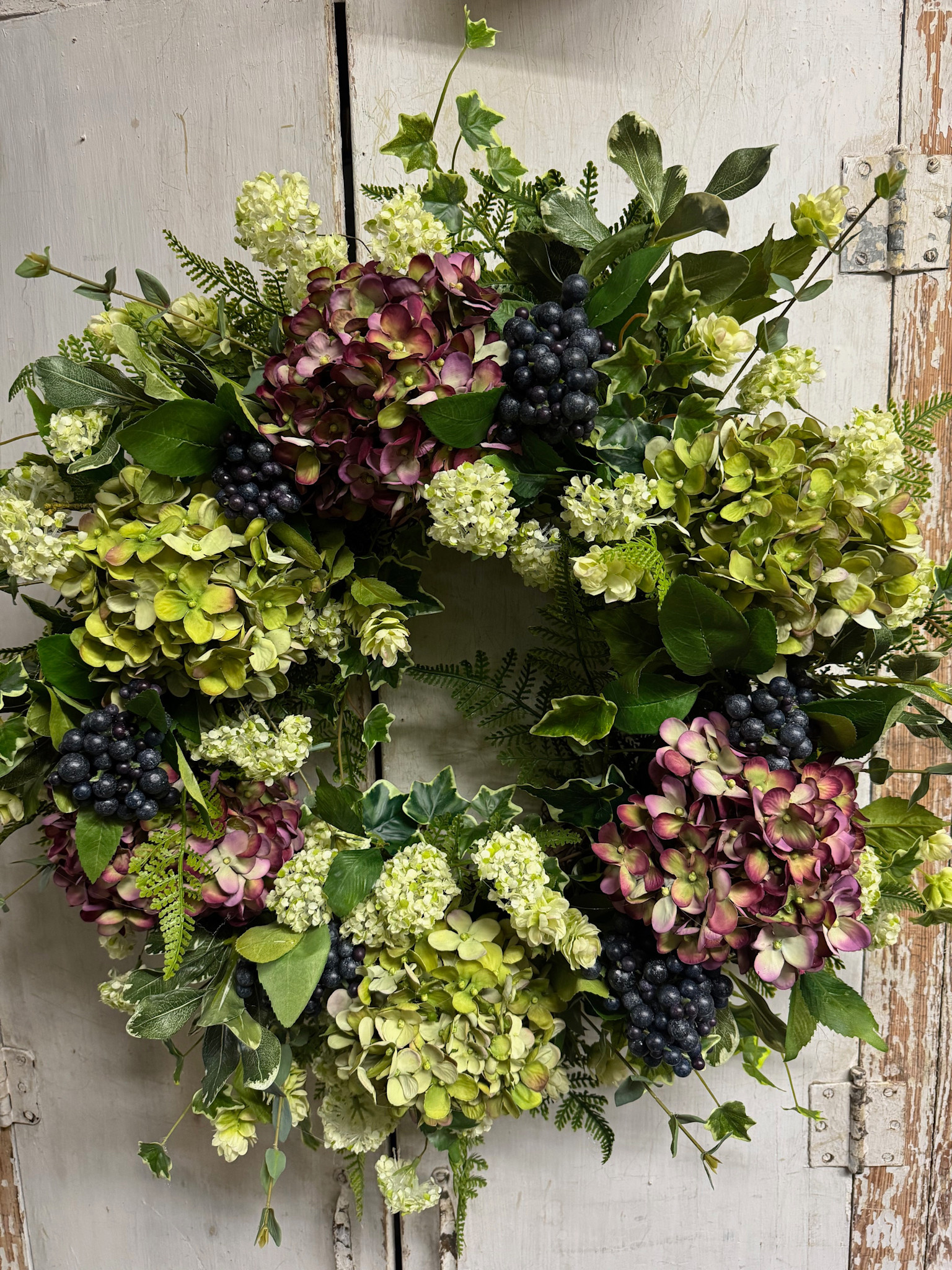Custom Elegant Hydrangea & Berry Wreath