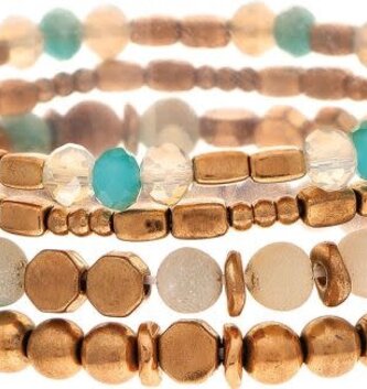 Gold & Stone Bracelet Set