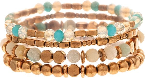 Gold & Stone Bracelet Set